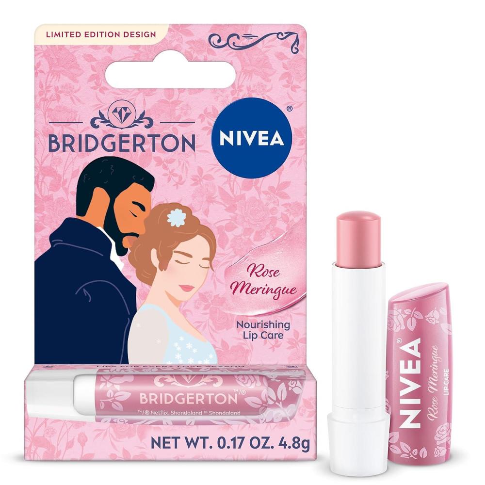 imageNIVEA Blackberry Pie Lip Balm Nourishing Lip Care Bridgerton Limited Edition Tinted Lip Balm with Blackberry Flavor and Shea Butter 3in1 Moisture Repair and Color 017 Oz StickBridgerton Rose Meringue