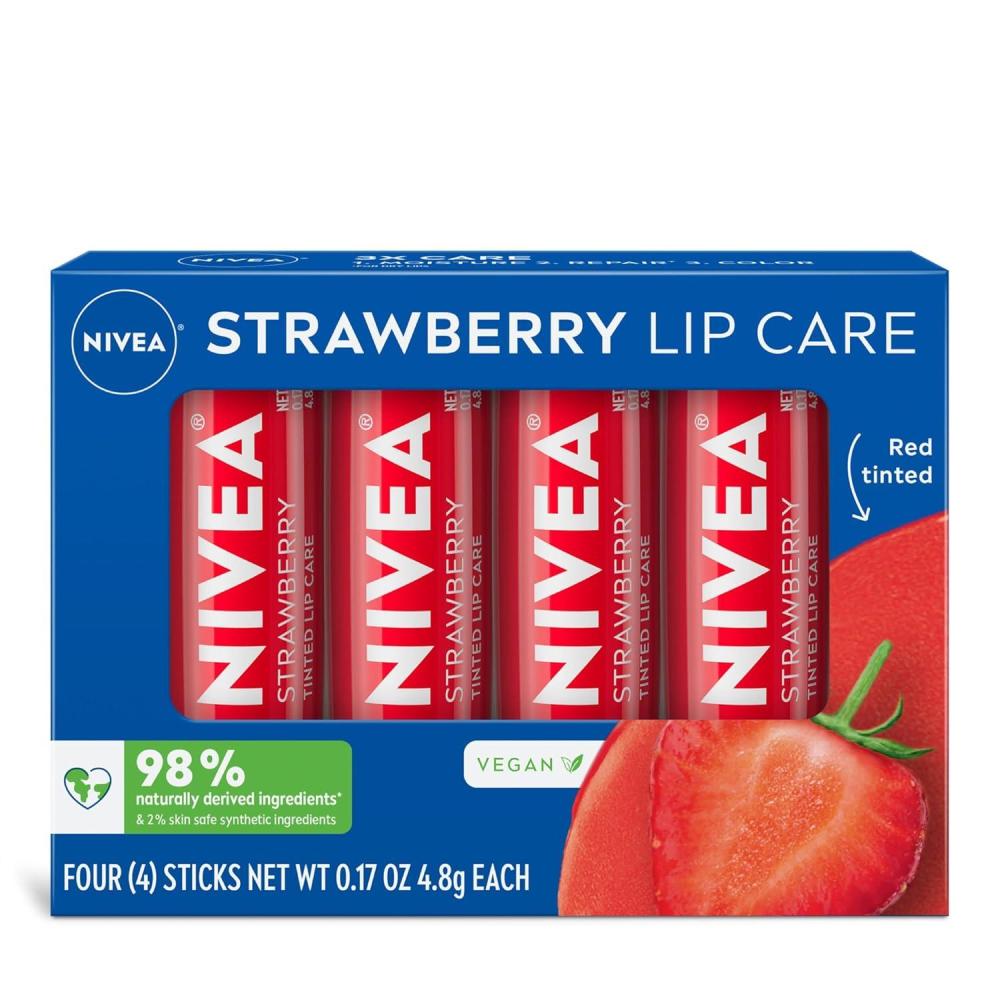 imageNIVEA Blackberry Pie Lip Balm Nourishing Lip Care Bridgerton Limited Edition Tinted Lip Balm with Blackberry Flavor and Shea Butter 3in1 Moisture Repair and Color 017 Oz StickStrawberry