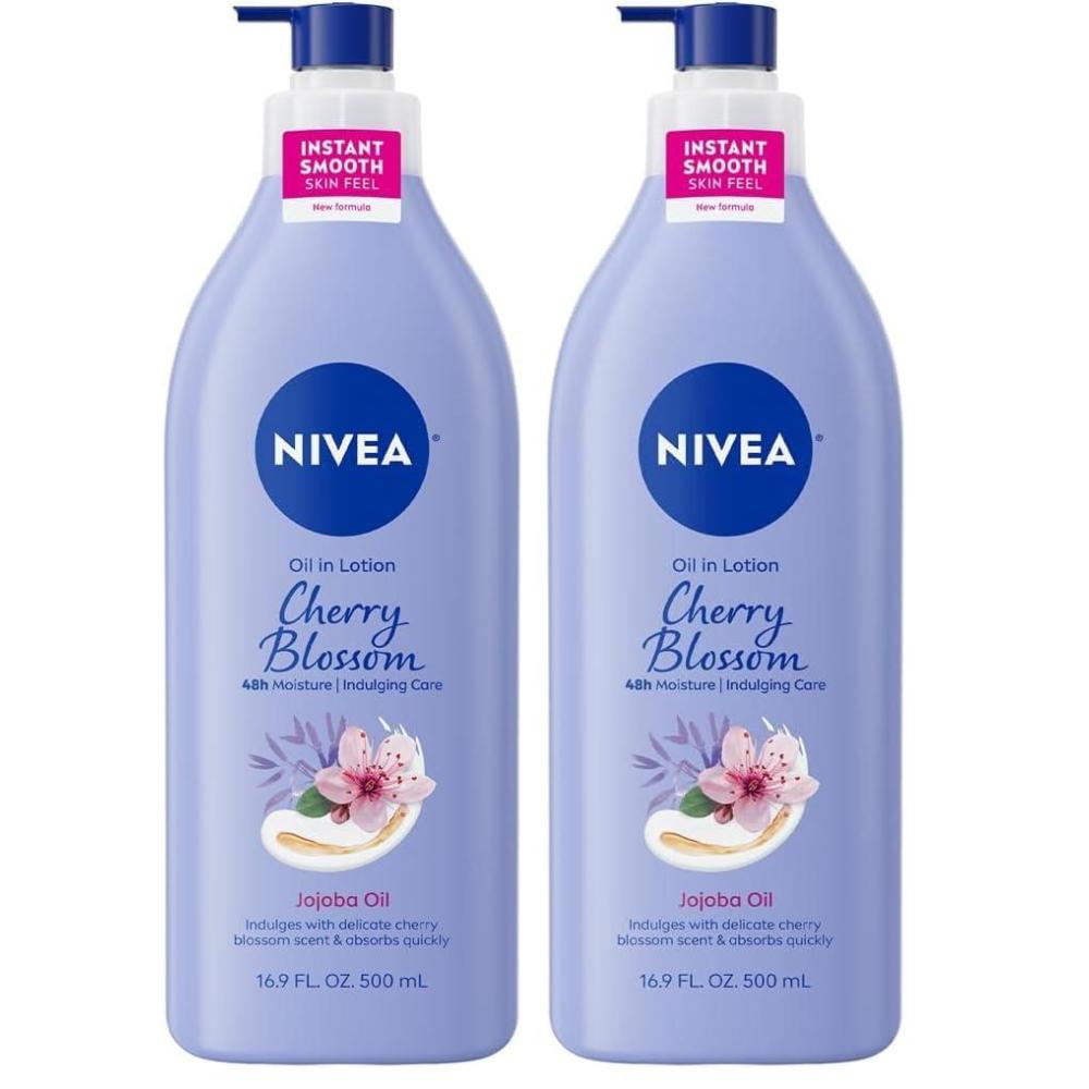imageNIVEA Oil Infused Cherry Blossom and Jojoba Oil Body Lotion for Women Mothers Day Gifts 169 Fl Oz Pump Bottle169 Fl Oz Pack of 2