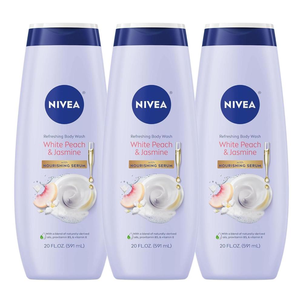 imageNIVEA Refreshing Basil and White Tea Body Wash with Nourishing Serum Scented Body Wash for Women Enriched with Provitamin B5 and Vitamin E 20 Fl Oz Bottle20 Fl Oz Pack of 3