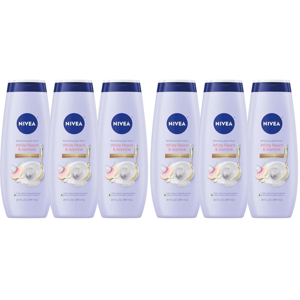 imageNIVEA Refreshing Basil and White Tea Body Wash with Nourishing Serum Scented Body Wash for Women Enriched with Provitamin B5 and Vitamin E 20 Fl Oz Bottle20 Fl Oz Pack of 6