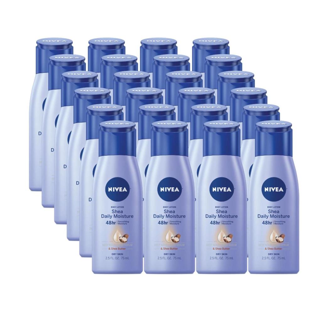 imageNIVEA Shea Nourish Body Lotion Dry Skin Lotion with Shea Butter Pack of 6 25 Fl Oz Travel Size Toiletries