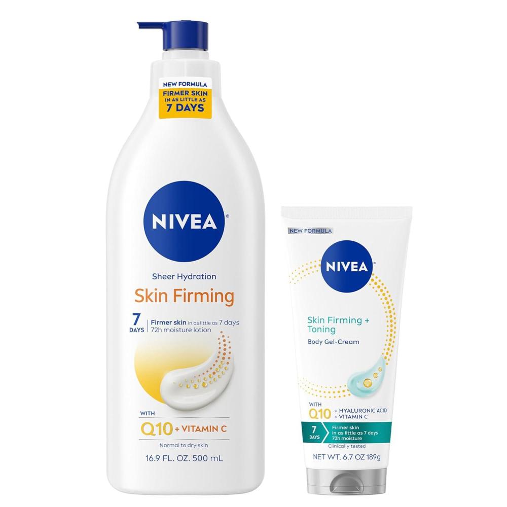 imageNIVEA Sheer Hydration Skin Firming Body Lotion 169 Fl Oz Skin Firming amp Toning Body Gel Cream with Hyaluronic Acid 67 Oz Enriched with Q10 and Vitamin C118 Fl Oz Pack of 2