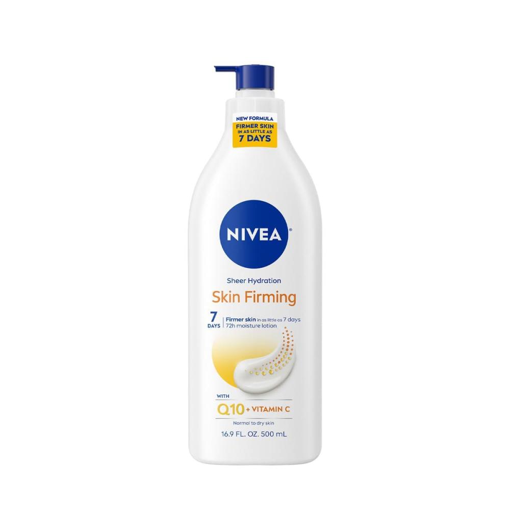 imageNIVEA Sheer Hydration Skin Firming Body Lotion with Q10 and Vitamin C 72Hour Body Moisturizer for Normal to Dry Skin 169 Fl Oz Pump Bottle169 Fl Oz Pack of 1
