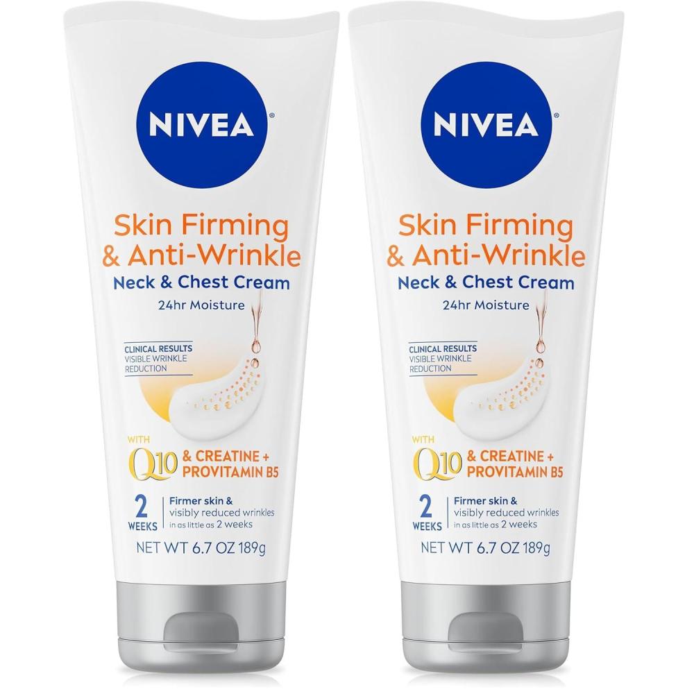 imageNIVEA Skin Firming amp Anti Wrinkle Neck amp Chest Cream with Coenzyme Q10 Creatine and Provitamin B5 Skin Firming Cream Reduces the Look of Fine Lines and Wrinkles 67 Oz Tube67 Fl Oz Pack of 2