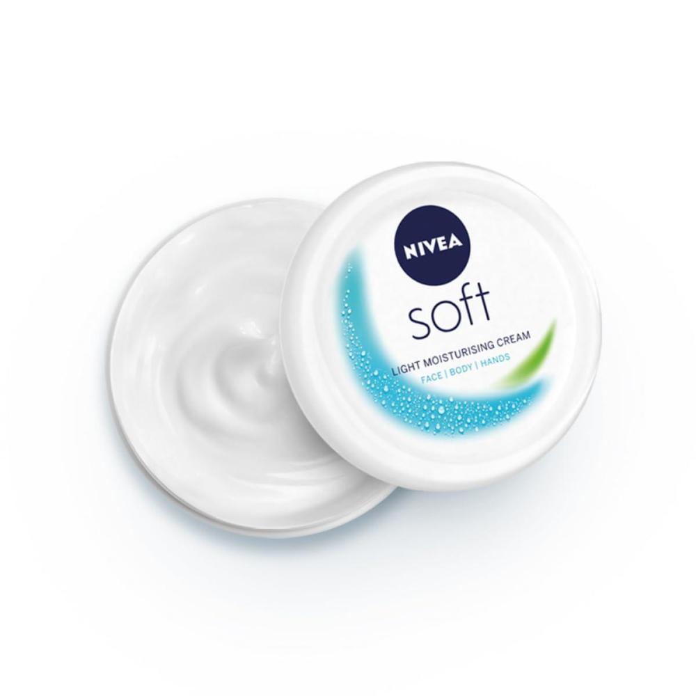 imageNIVEA Soft Refreshingly Soft Moisturizing Cream Lightweight Moisturizer for Face Body and Hands Body Cream Enriched with Jojoba Oil and Vitamin E 26 Oz Tube Pack of 31014 Ounce Pack of 1