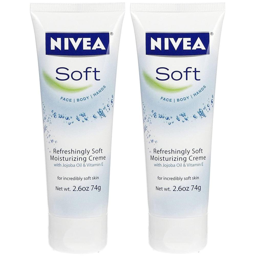 imageNIVEA Soft Refreshingly Soft Moisturizing Cream Lightweight Moisturizer for Face Body and Hands Body Cream Enriched with Jojoba Oil and Vitamin E 26 Oz Tube Pack of 326 Ounce Pack of 2