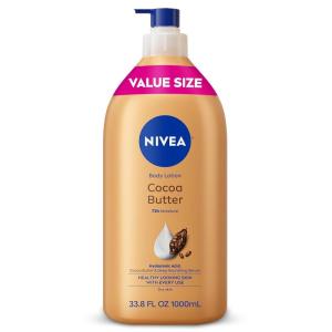 NIVEA Cocoa Butter Body Lotion for Dry Skin with Hyaluronic Acid, Cocoa Butter and Deep Nourishing Serum, 72-Hour Body Moisturizer, 33.8 Fl Oz Value Size Pump Bottle(33.8 Fl Oz (Pack of 1))