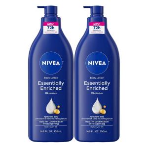 NIVEA Essentially Enriched Body Lotion for Very Dry Skin with Hyaluronic Acid, Mothers Day Gifts, 16.9 Fl Oz Pump Bottle, Pack of 2(16.9 Fl Oz (Pack of 2))