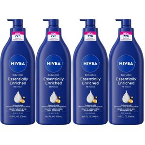 NIVEA Essentially Enriched Body Lotion for Very Dry Skin with Hyaluronic Acid, Mothers Day Gifts, 16.9 Fl Oz Pump Bottle, Pack of 2(16.9 Fl Oz (Pack of 4))
