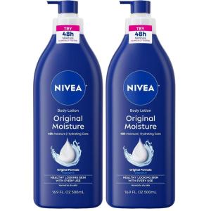 NIVEA Original Moisture Body Lotion with Vitamin E, 48-Hour Body Moisturizer for Normal to Dry Skin, 16.9 Fl Oz Pump Bottle(16.9 Fl Oz (Pack of 2))