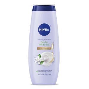 NIVEA Refreshing Basil and White Tea Body Wash with Nourishing Serum, Scented Body Wash for Women, Enriched with Provitamin B5 and Vitamin E, 20 Fl Oz Bottle(20 Fl Oz (Pack of 1))