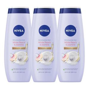 NIVEA Refreshing Basil and White Tea Body Wash with Nourishing Serum, Scented Body Wash for Women, Enriched with Provitamin B5 and Vitamin E, 20 Fl Oz Bottle(20 Fl Oz (Pack of 3))
