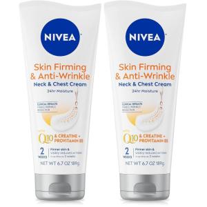 NIVEA Skin Firming & Anti Wrinkle Neck & Chest Cream with Coenzyme Q10, Creatine and Provitamin B5, Skin Firming Cream Reduces the Look of Fine Lines and Wrinkles, 6.7 Oz Tube(6.7 Fl Oz (Pack of 2))