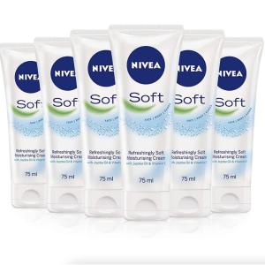 NIVEA Soft Refreshingly Soft Moisturizing Cream, Lightweight Moisturizer for Face, Body and Hands, Body Cream Enriched with Jojoba Oil and Vitamin E, 2.6 Oz Tube, Pack of 3(2.6 Ounce (Pack of 6))