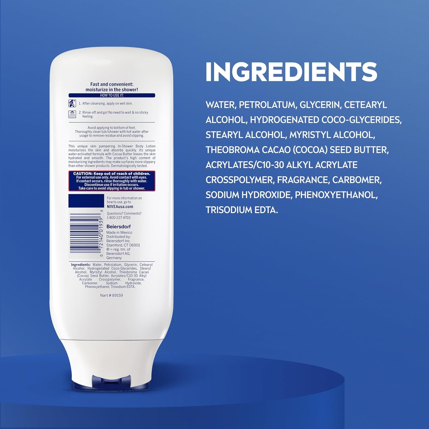 imageNIVEA Cocoa Butter In Shower Lotion Water Activated In Shower Moisturizer for Dry Skin to Very Dry Skin 135 FL OZ Bottle