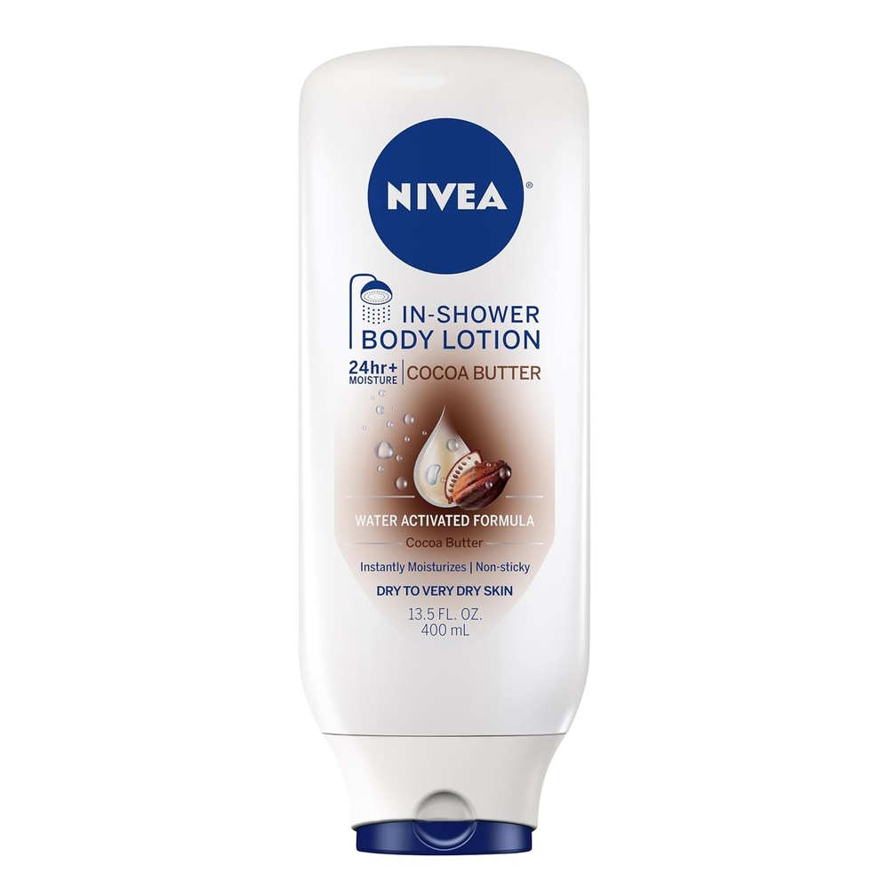 imageNIVEA Cocoa Butter In Shower Lotion Water Activated In Shower Moisturizer for Dry Skin to Very Dry Skin 135 FL OZ Bottle