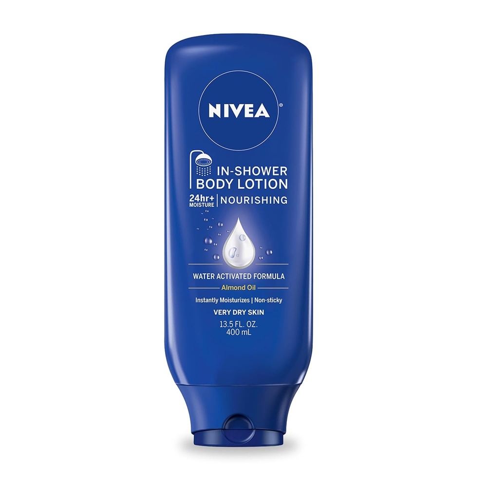 imageNIVEA Nourishing In Shower Lotion Water Activated In Shower Moisturizer for Dry to Very Dry Skin 135 FL OZ BottleAlmond